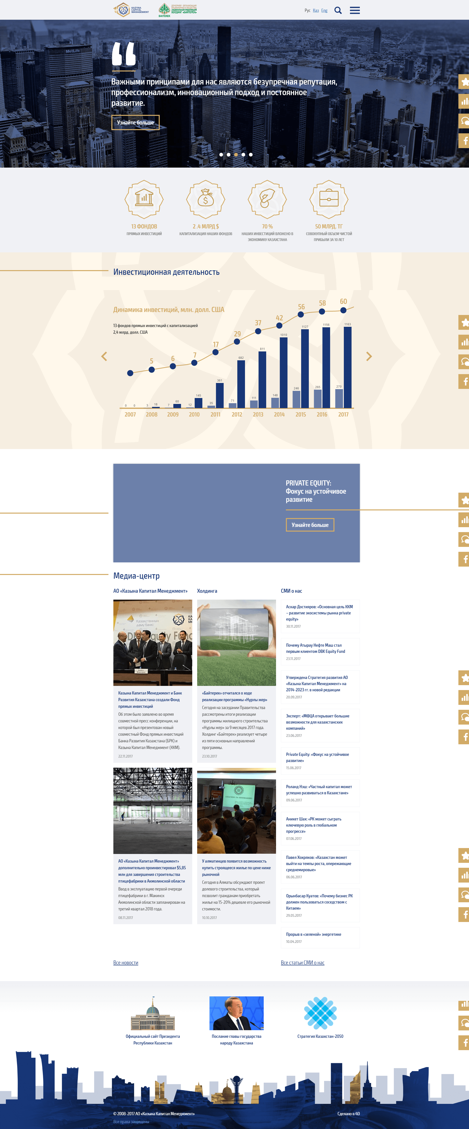 Сайт для Инвестиционной компании АО «Казына Капитал Менеджмент